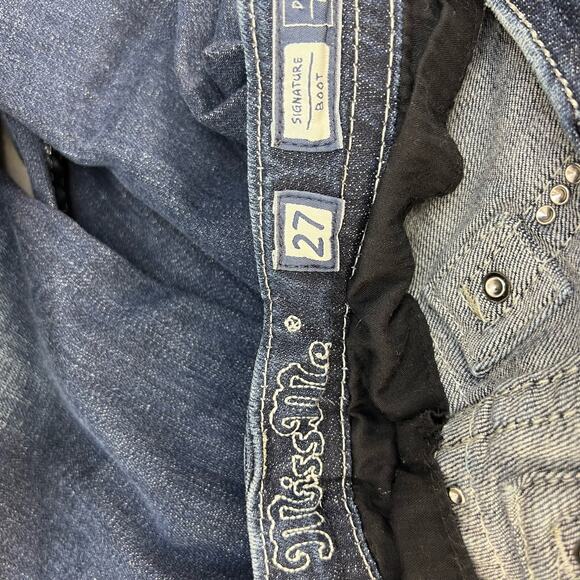 Miss Me Jeans Women's Size 27(4)Signature Boot Crystal Metallic Stitching Bling - Picture 15 of 15
